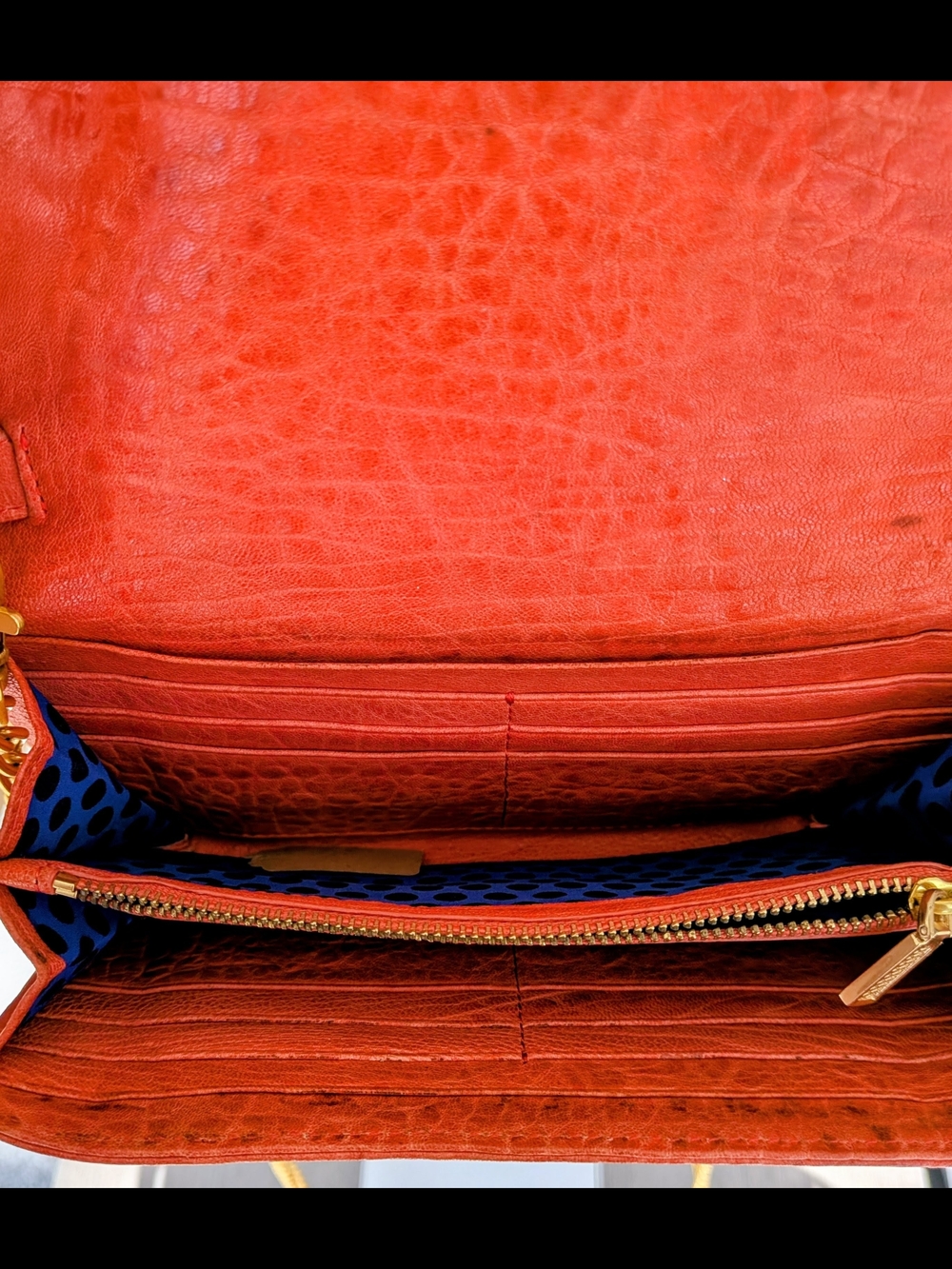 Rebecca Minkoff Mini MAC Crossbody – Rare Orange Ostrich Embossed Leather - Picture 5 of 15